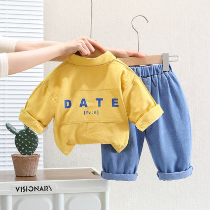 Conjunto infantil de 3 piezas oso con vaqueros