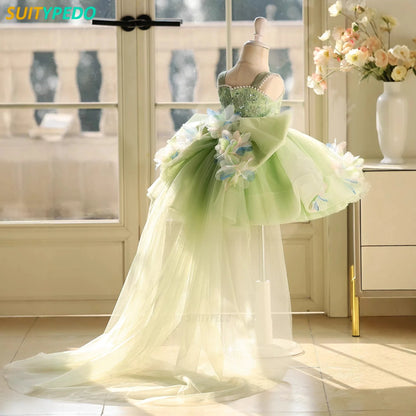 Wedding Banquet Flower Kids Fairy Dress Birthday Party Princess Dresses