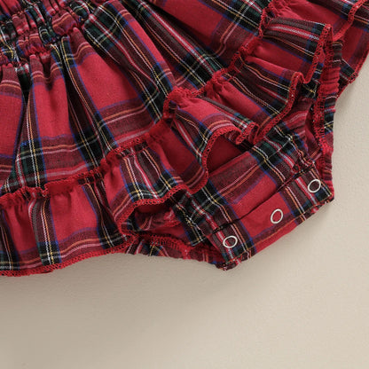 Body infantil para mujer con mangas a cuadros y faja