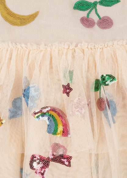 Bow Sequin Princess Style Girls Dress