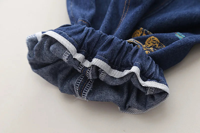 Spring Autumn Boys' Denim Long Sleeve Three-Piece Suit Casual Fashionable Children's Clothing Set Soft Cotton Baby Toddler Kids
