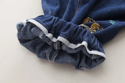 Spring Autumn Boys' Denim Long Sleeve Three-Piece Suit Casual Fashionable Children's Clothing Set Soft Cotton Baby Toddler Kids