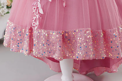 Girls Princess Dress Children's Wedding Flower Girl Mesh Sequin