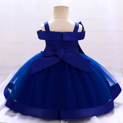 Vestido de fiesta con encaje floral y lazo 