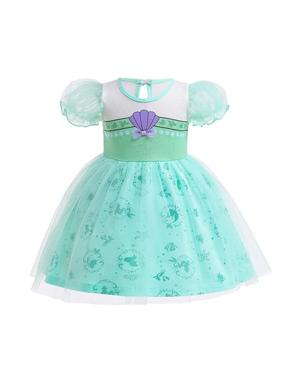 Round Neck Dress Children  Mesh Tulle Dress