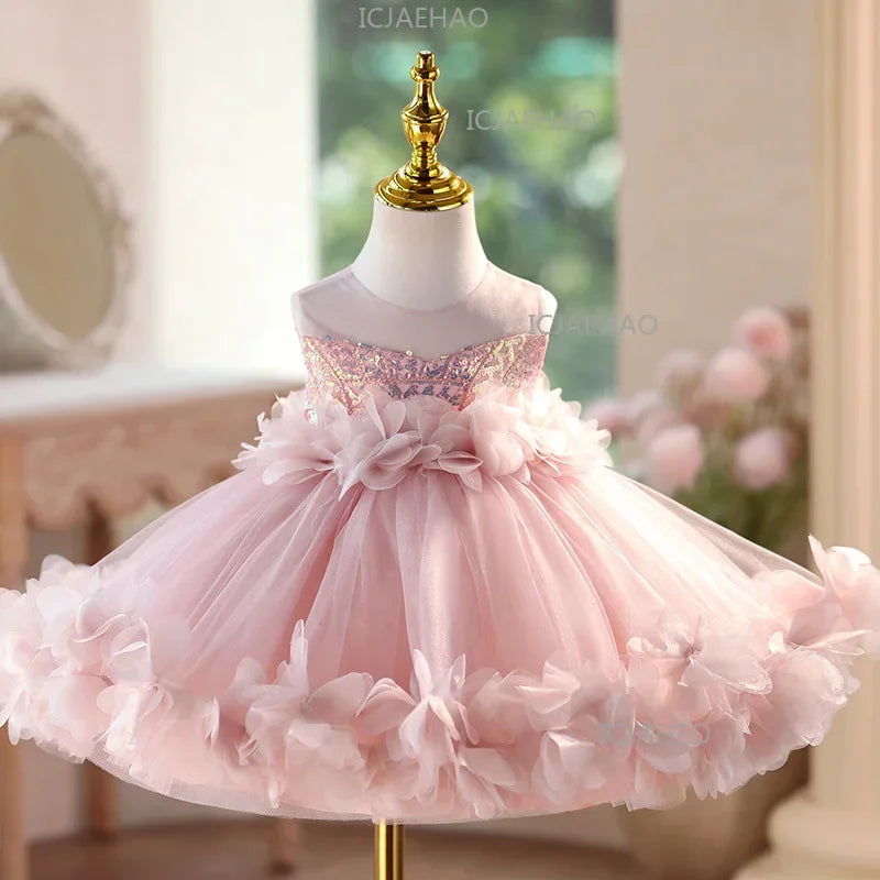 Children Birthday Wedding Flower Girl Tutu Costume Piano Performance Host Princess Gown