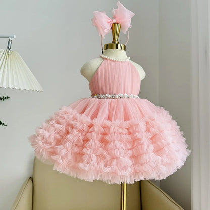 Custom Luxury Dress Women Wedding Guest Gown Girls Wedding Gown Luxury Birthday Party Gown For Pageant Runway Show Halter Pearl
