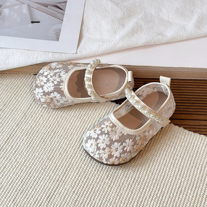 Pink Blue Floral Embroidery Mesh Ballet Flat Lace Ballerina Shoe
