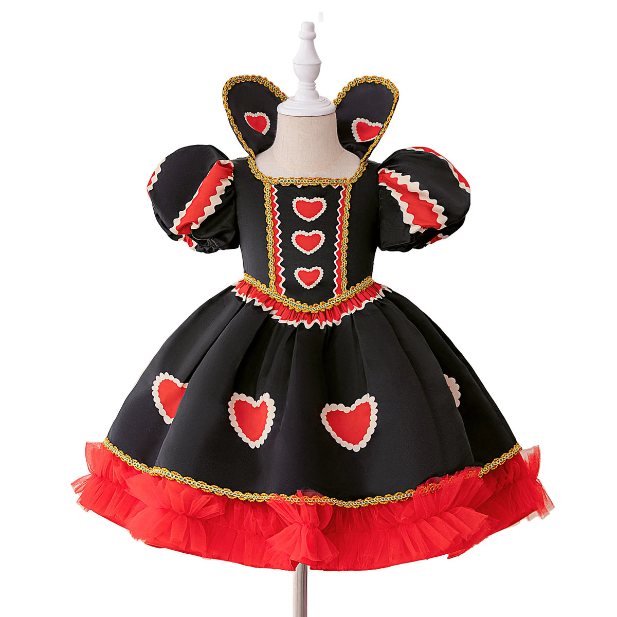 Halloween Red Queen Costume Girls White Carnival Dress
