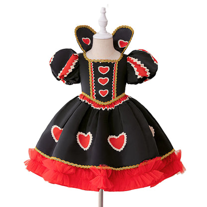 Halloween Red Queen Costume Girls White Carnival Dress