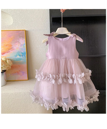 Sleeveless Bow Ruffle Birthday Wedding Flower Girl Tutu Dresses
