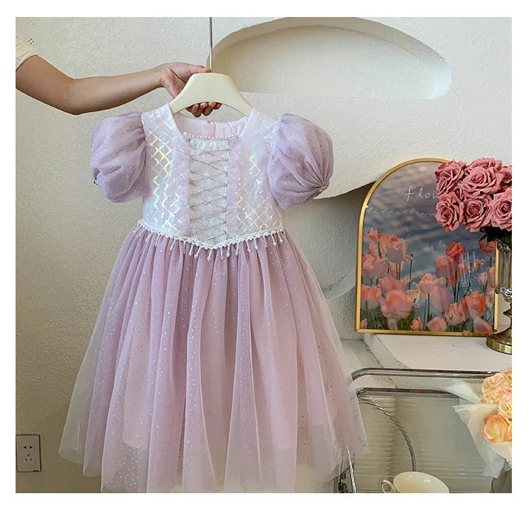 Kids Girl's Sleeveless Dress Pearl Embellished Sweet Skirt