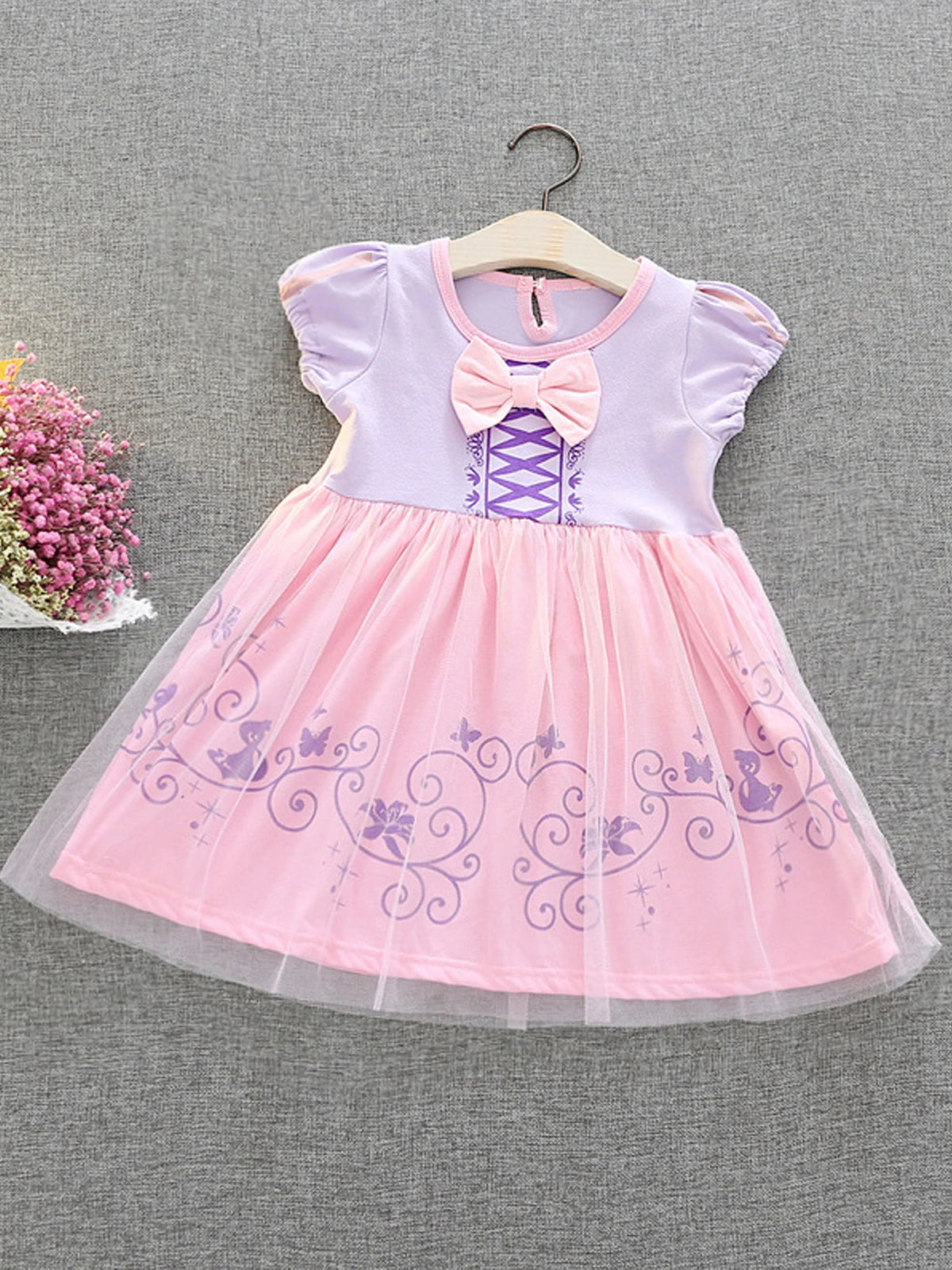 Round Neck Dress Children  Mesh Tulle Dress