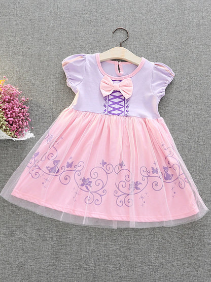 Round Neck Dress Children  Mesh Tulle Dress