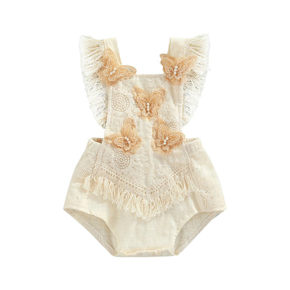 Body infantil beige con mariposa