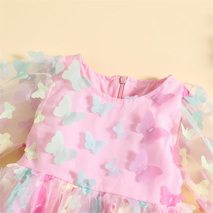 Vestido de bebé de manga larga con mariposas