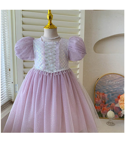 Kids Girl's Sleeveless Dress Pearl Embellished Sweet Skirt