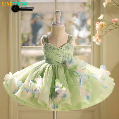 Wedding Banquet Flower Kids Fairy Dress Birthday Party Princess Dresses