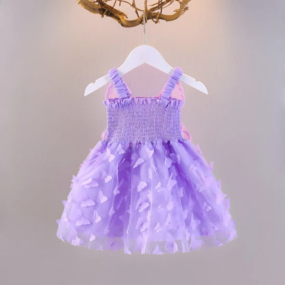 Sleeveless Tulle Dress with 3D Bow Flower Girl Dresses