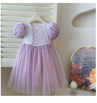 Kids Girl's Sleeveless Dress Pearl Embellished Sweet Skirt
