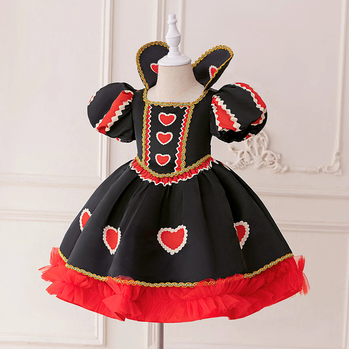 Halloween Red Queen Costume Girls White Carnival Dress