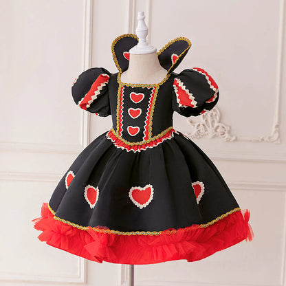 Halloween Red Queen Costume Girls White Carnival Dress