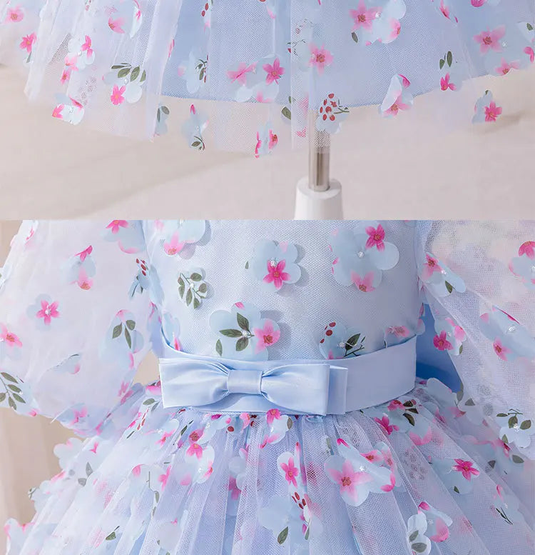 Toddler Girl Baptism Party Dresses Elegant Puff Sleeve