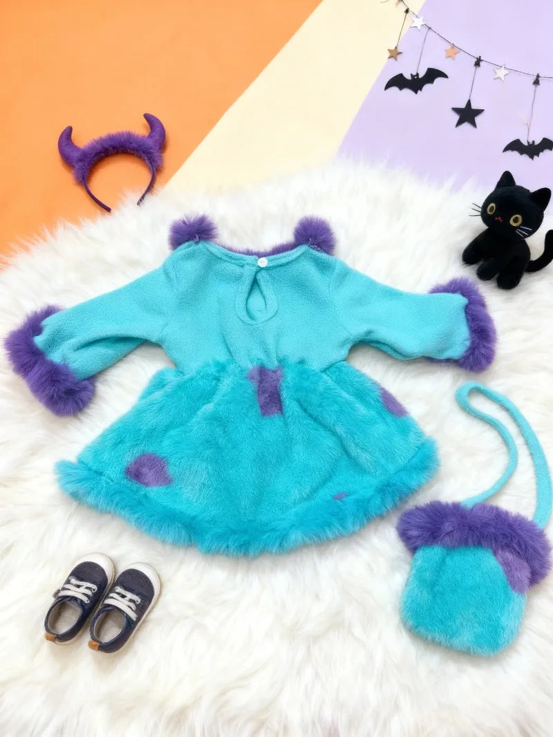 Purple Trim Baby Romper with Bag Halloween Costume Outfit Clothes