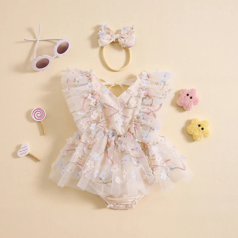 Body infantil con bordado floral 