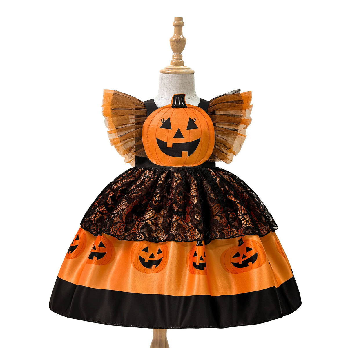 Kids Girls Halloween Pumpkin Tutu Dress