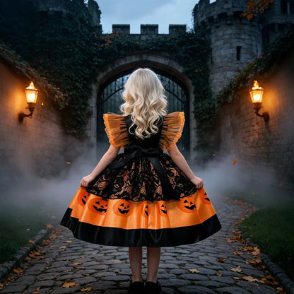 Kids Girls Halloween Pumpkin Tutu Dress