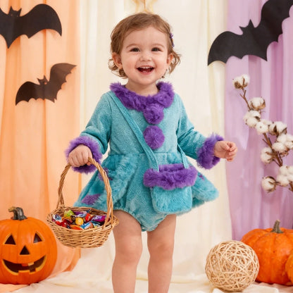 Purple Trim Baby Romper with Bag Halloween Costume Outfit Clothes