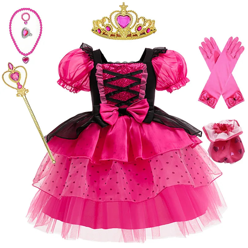 Girls Dress Summer Children's Pink Bubble Sleeve Lovely Dress