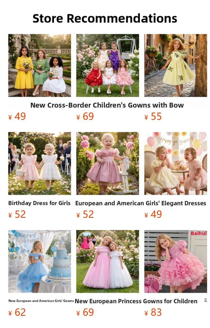 Princess Style Long Sleeve Children's Dress
