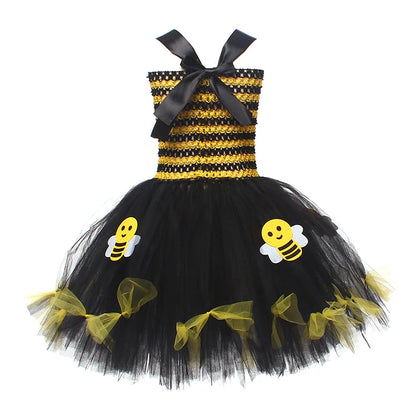 Girls Cosplay Bee Costume Sleeveless Tulle Dress