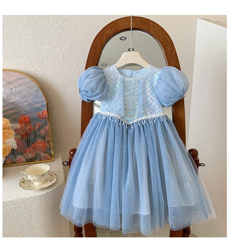 Kids Girl's Sleeveless Dress Pearl Embellished Sweet Skirt