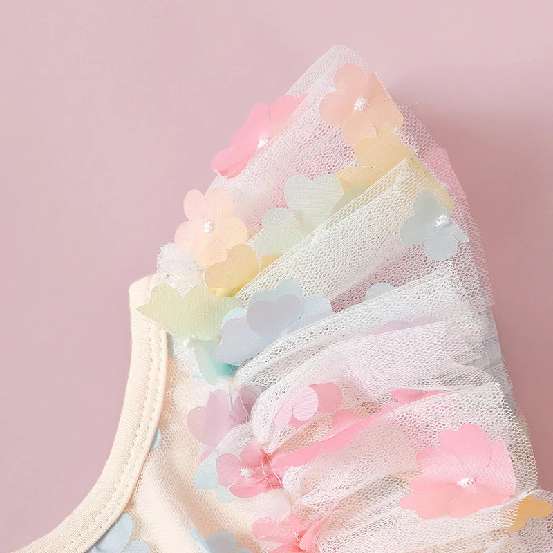 Body Infantil Flores Colores + Lazo 