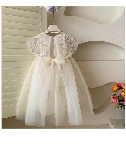 New Summer Square Collar Mesh Splicing Sleeveless Dress
