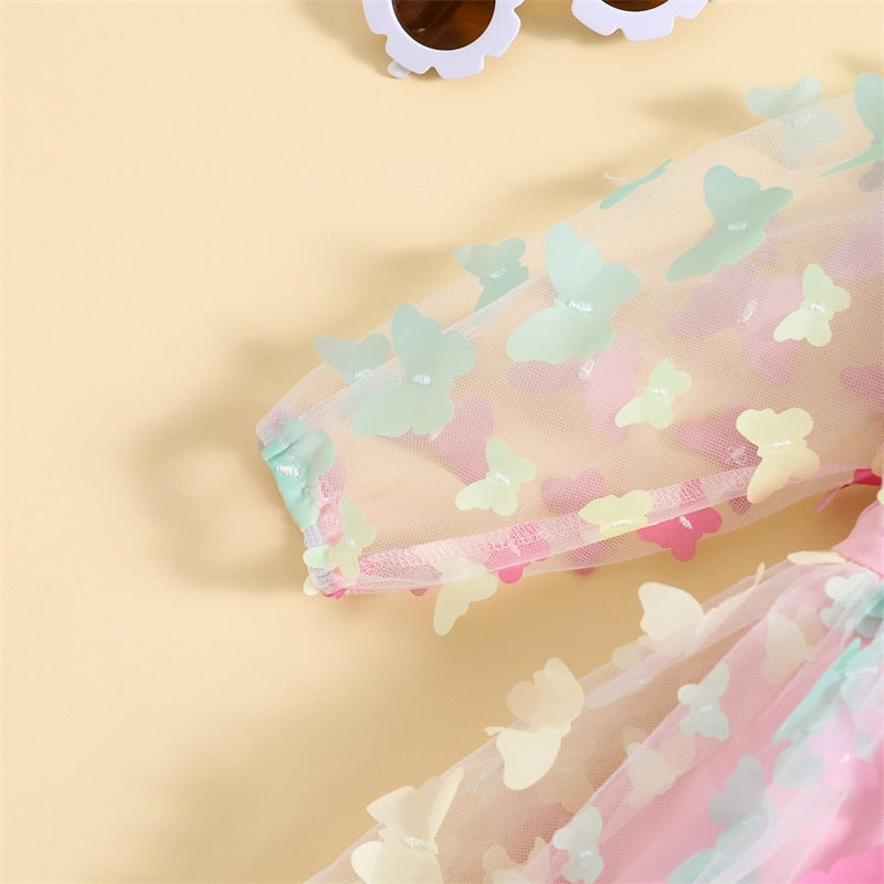 Vestido de bebé de manga larga con mariposas