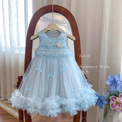 Princess Style Girls Dress Summer New Kitty Pattern