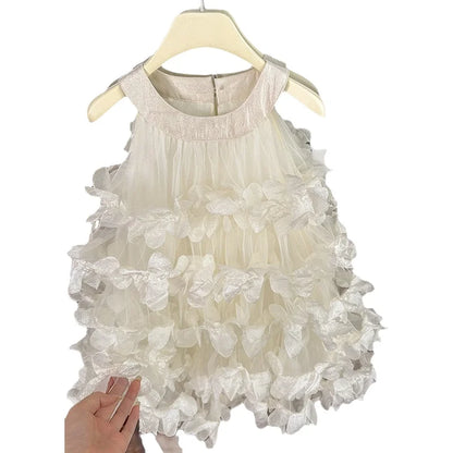 Summer Girls Dress Floral Layered Cake Skirt Birthday Princess Dress