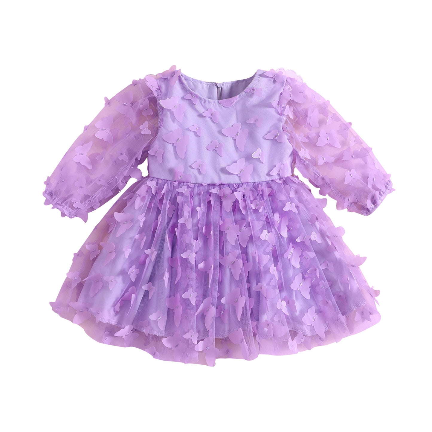 Vestido de bebé de manga larga con mariposas