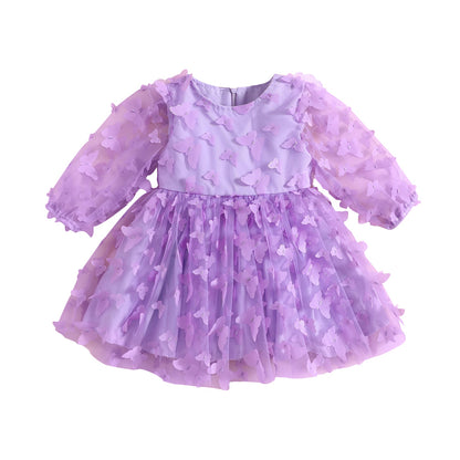 Vestido de bebé de manga larga con mariposas