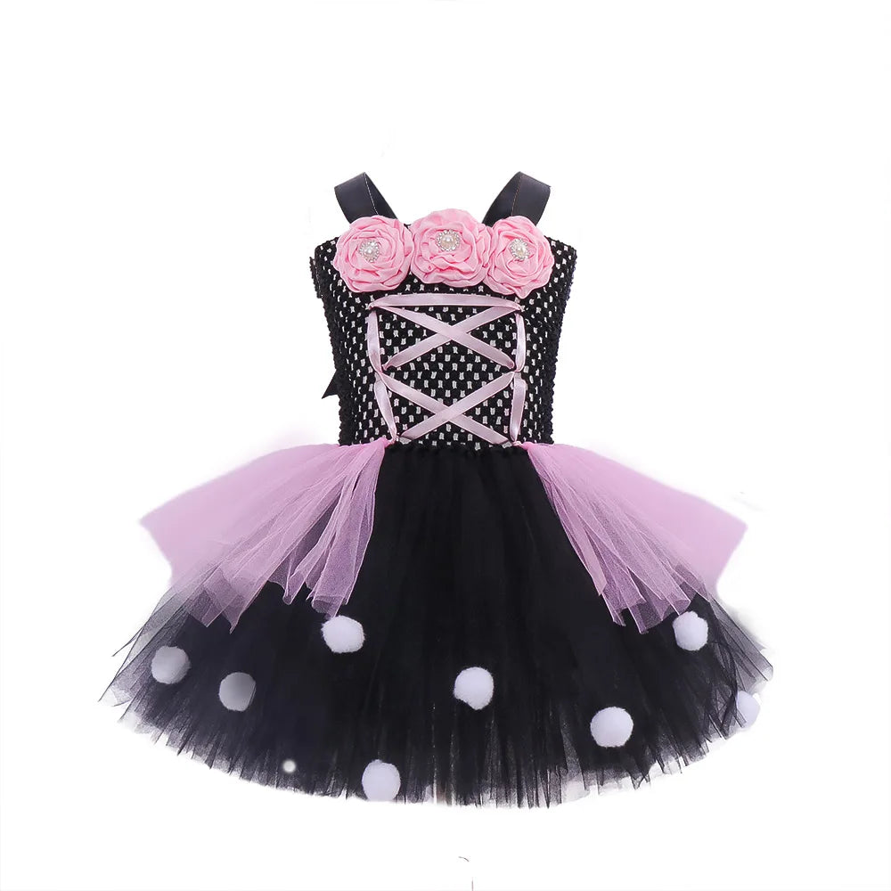 Girl Flower Witch Tutu Dress With Hat