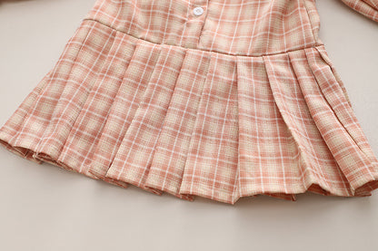 Vestido infantil con chaleco y bolso de osito