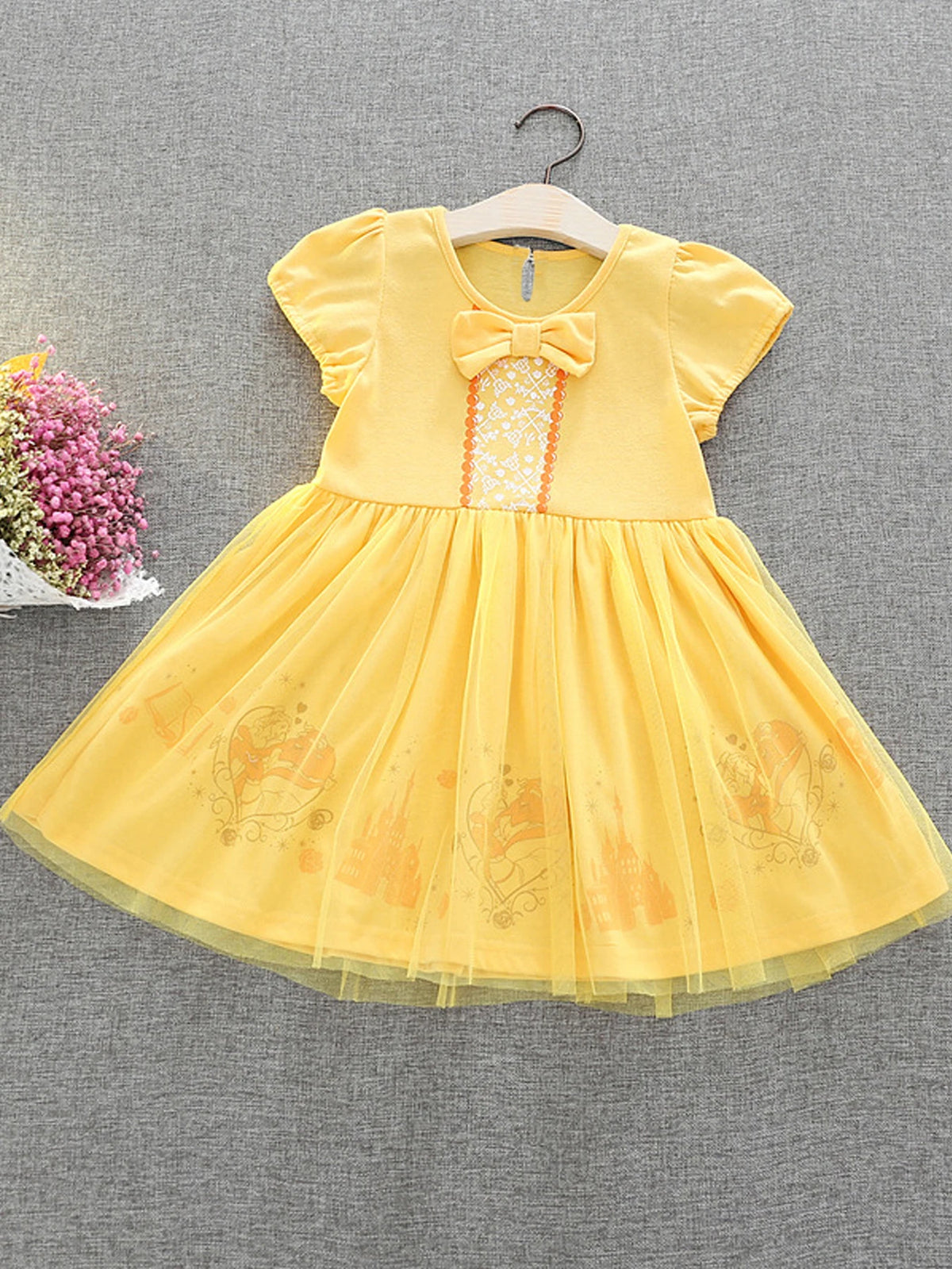 Round Neck Dress Children  Mesh Tulle Dress