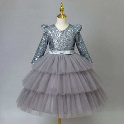 Princess Style Long Sleeve Children's Dress