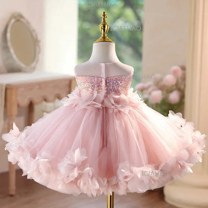 Children Birthday Wedding Flower Girl Tutu Costume Piano Performance Host Princess Gown