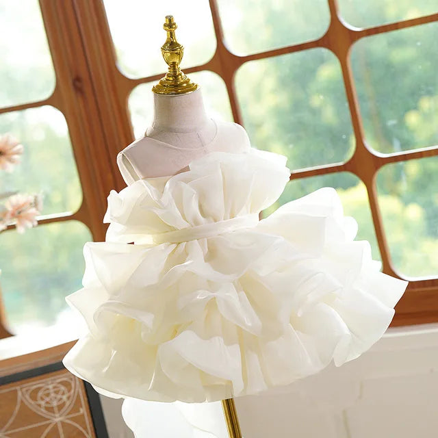 Childern Birthday Dress for Kids Girl Fashion Solid Flowers Princess Dresses