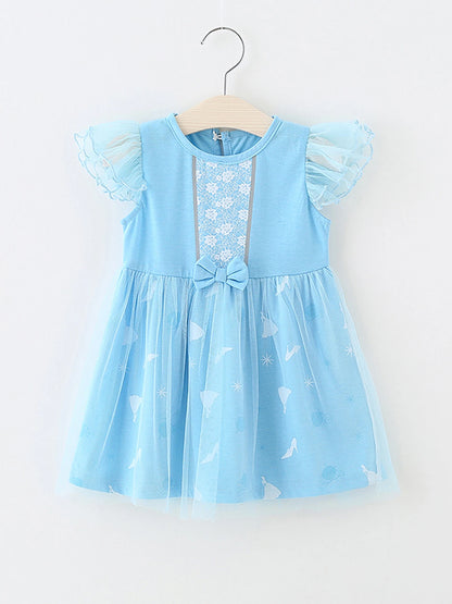 Round Neck Dress Children  Mesh Tulle Dress